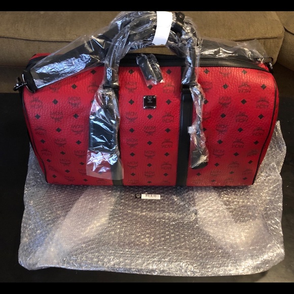 MCM Handbags - MCM Visetos Large Ruby Red Weekend Duffle NWT Auth